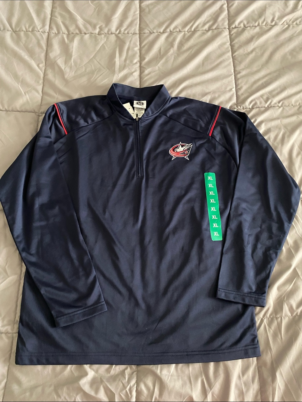 NHL Columbus Blue Jackets Navy and Red Half-Zip Pullover - XL